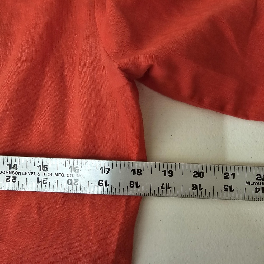 Chicos Shirt Womens Small Linen Roll Tab Sleeve Utility Pockets Button Front Top - Picture 5 of 9